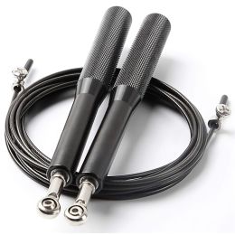 1pc Black PVC Adjustable Tangle-Free Jump Rope Aluminum For Men And Women Fitness Sports; Home Workout