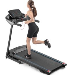 Electric Motorized Treadmill with Audio Speakers; Max. 10 MPH and Incline for Home Gym AL