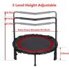 36"Foldable Mini Trampoline,Fitness Trampoline with Adjustable Handrail and Safety