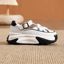 Women's Fashion Hollowed-out Breathable Platform Sandals (Option: White-36)