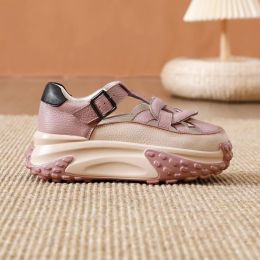 Women's Fashion Hollowed-out Breathable Platform Sandals (Option: Violet-36)