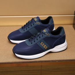 Men's Outdoor All-matching Fashion Leather Sneakers (Option: Dark Blue-39)