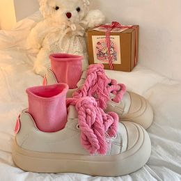 Women's Fashion Casual Manila Rope Canvas Shoes (Option: Pink-40)