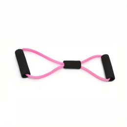 8-shaped Yoga Elastic Tension Band For Men Women Home Gym Pilates Fitness, Arm Back Shoulder Training Resistance Band, Yoga Stretch Belt (Color: Pink)