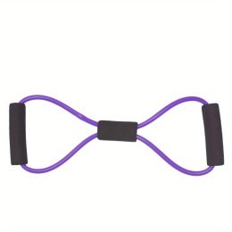 8-shaped Yoga Elastic Tension Band For Men Women Home Gym Pilates Fitness, Arm Back Shoulder Training Resistance Band, Yoga Stretch Belt (Color: Purple)