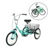 Adult Folding Tricycles 3 Wheel W/Installation Tools with Low Step-Through, Large Basket, Foldable Tricycle for Adults, Women, Men