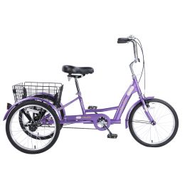 26" European Adult Tricycles 3 Wheel W/Installation Tools with Low Step-Through, Large Basket, Tricycle for Adults, Women, Men (Color: as Pic)