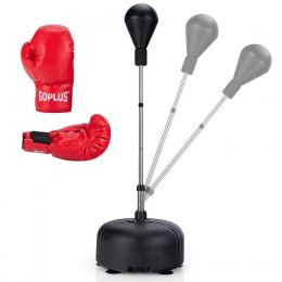 Both Adults And Kids Hand-Eye Coordination Ability Adjustable Height Boxing Punching Bag Stand Set (Color: Black)