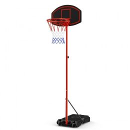Portable Outdoor Adjustable Basketball Hoop System Stand (Color: Red & Black)