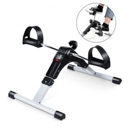 Indoor Under Desk Arms Legs Folding Pedal Exercise Bike With Electronic Display (Color: As show the pic)