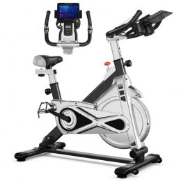 Indoor Cycling Professional Fitness Cycling Exercise Bike With LCD Monitor (Color: Black)