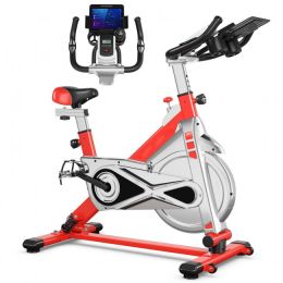 Indoor Cycling Professional Fitness Cycling Exercise Bike With LCD Monitor (Color: Red)