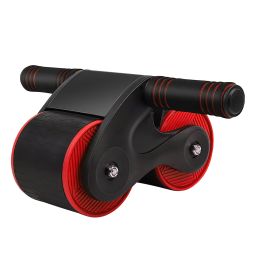Automatic Rebound Abdominal Wheel Anti-slip AB Roller Wheel with Kneel Pad Phone Holder Home Gym Abdominal Exerciser for Men Women (Color: Red)
