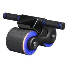 Automatic Rebound Abdominal Wheel Anti-slip AB Roller Wheel with Kneel Pad Phone Holder Home Gym Abdominal Exerciser for Men Women (Color: Blue)