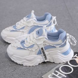 Women's Fashionable Breathable Mesh All-Match Platform Sports Shoes (Option: Blue-40)